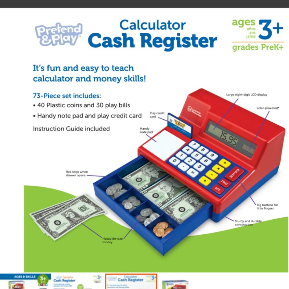 *NIB* Learning Resources 'Pretend & Play Teaching Cash Register' (retail $44)